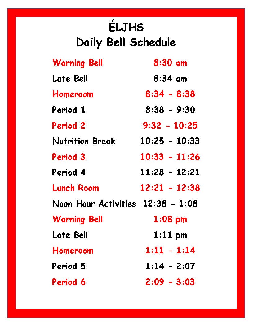 ÉLJHS Daily Bell Schedule